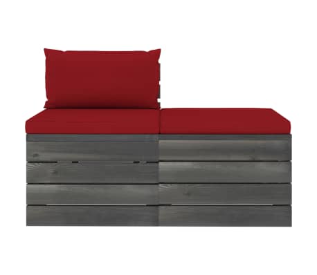 vidaXL Sodo komplektas i&scaron; palečių su pagalvėlėmis, 2 dalių, pu&scaron;is