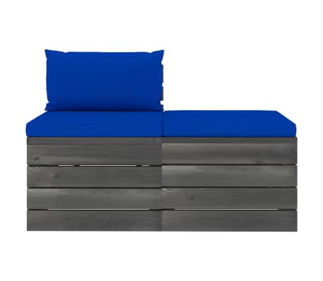 vidaXL Sodo komplektas i&scaron; palečių su pagalvėlėmis, 2 dalių, pu&scaron;is