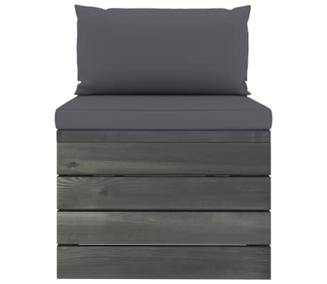 vidaXL Vidurinė sodo sofos dalis i&scaron; palečių su pagalvėlėmis, pu&scaron;is