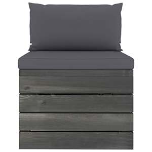 vidaXL Vidurinė sodo sofos dalis i&scaron; palečių su pagalvėlėmis, pu&scaron;is