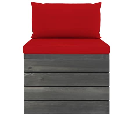 vidaXL Garten-Paletten-Mittelsofa mit Kissen Kiefernholz