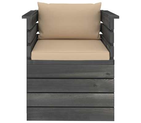 vidaXL Fauteuil de jardin avec coussins Bois de pin