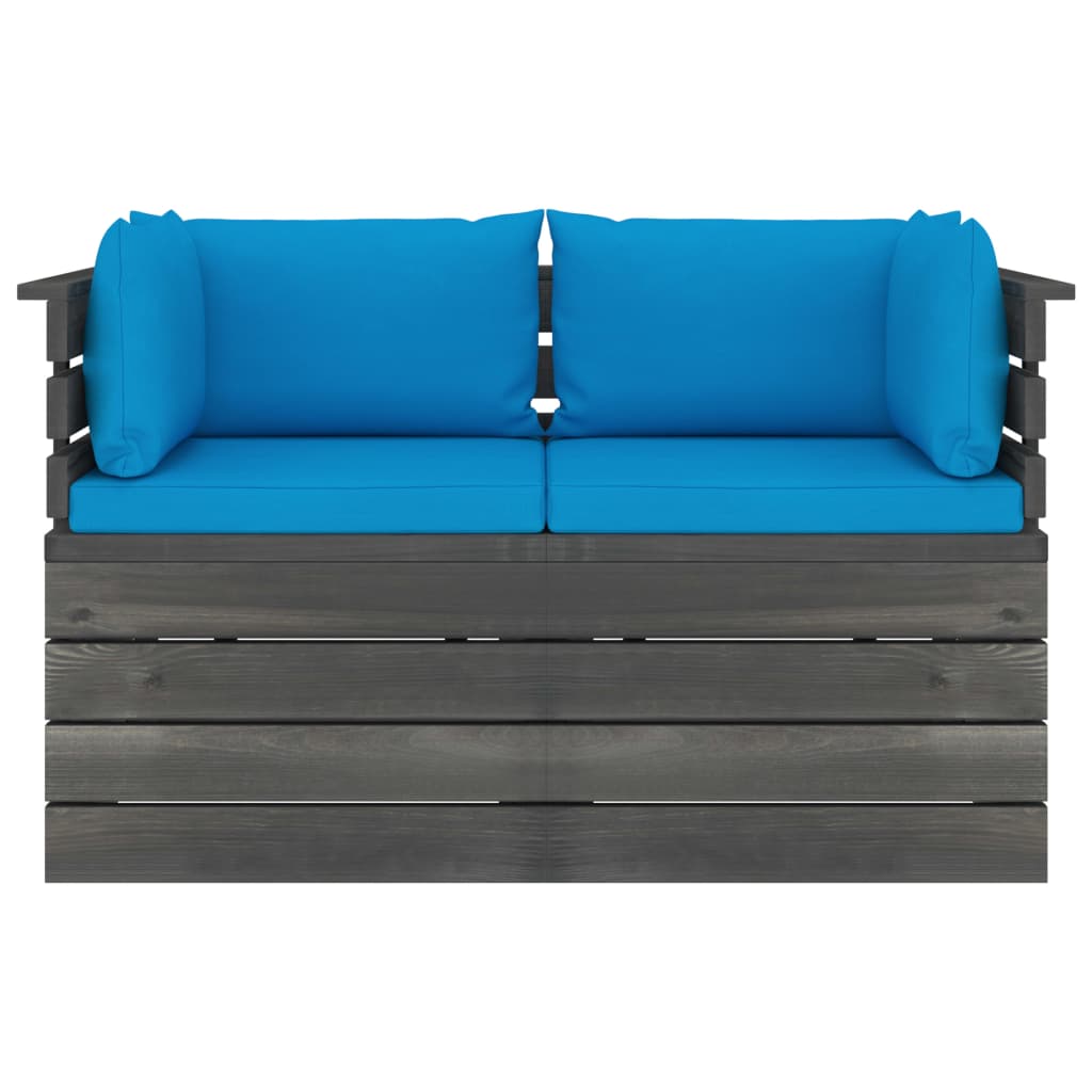 

vidaXL Tuinbank 2-zits met kussens pallet massief grenenhout