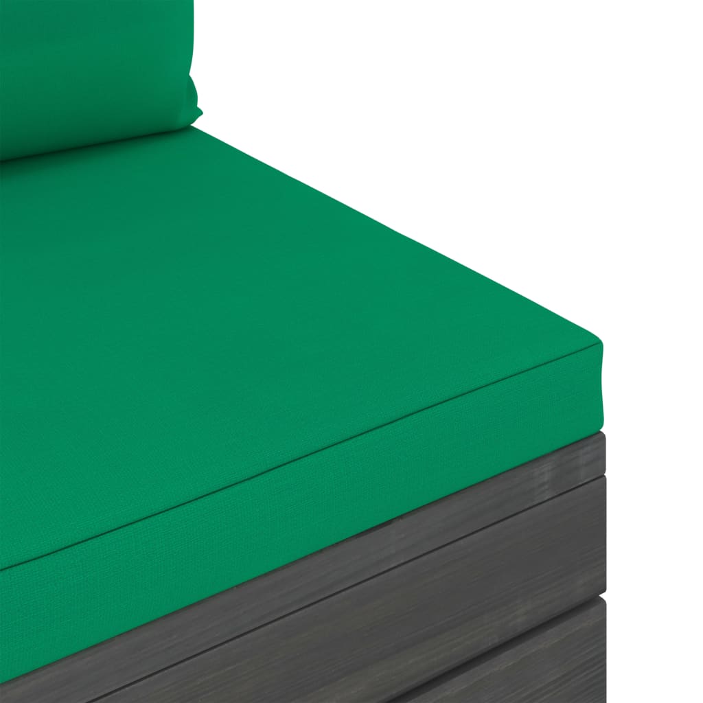 Градински 4-местен палетен диван възглавници борово дърво масив