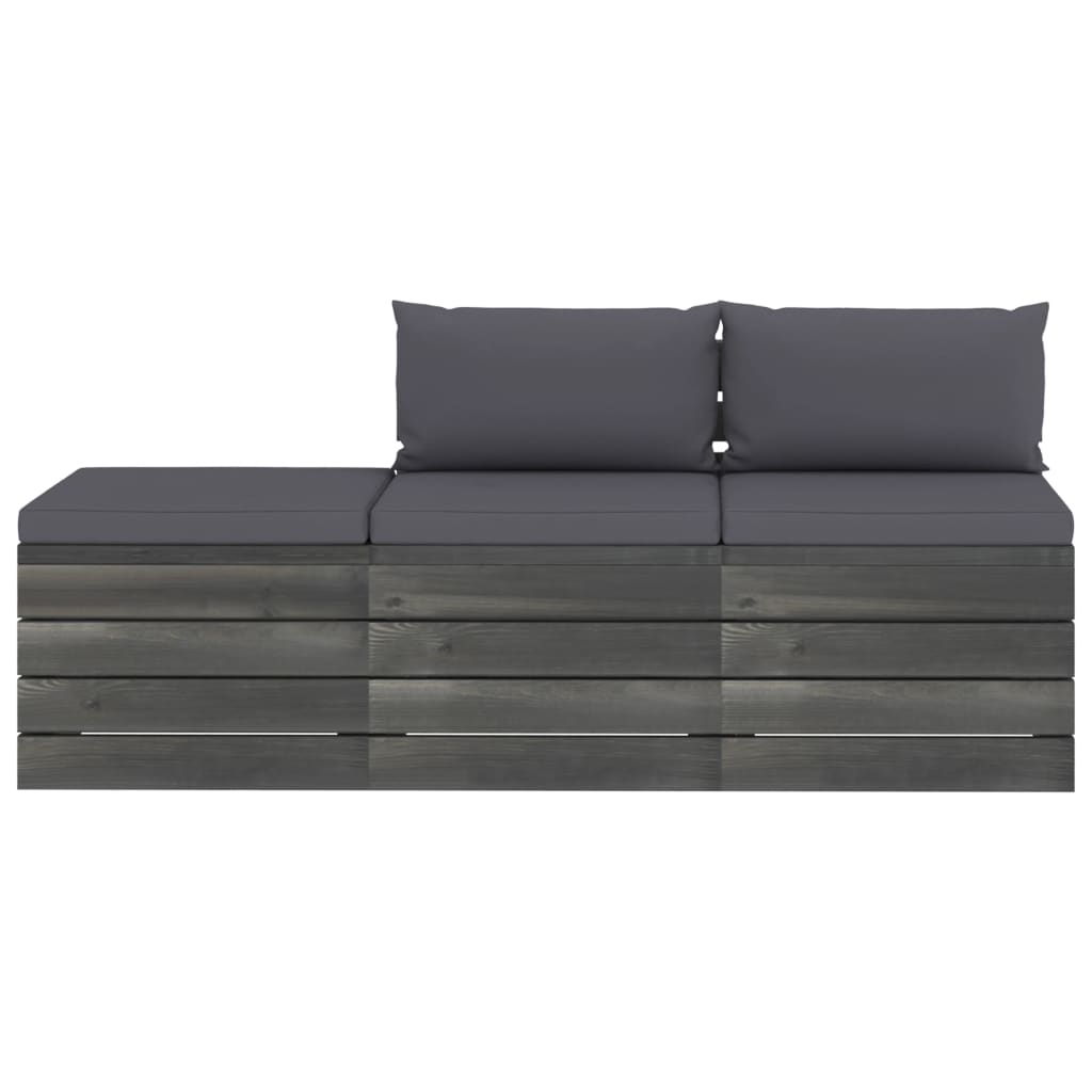 

vidaXL 3-delige Loungeset met kussens pallet massief grenenhout