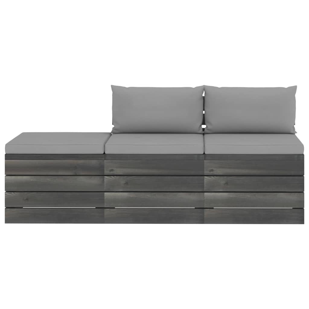 

vidaXL 3-delige Loungeset met kussens pallet massief grenenhout