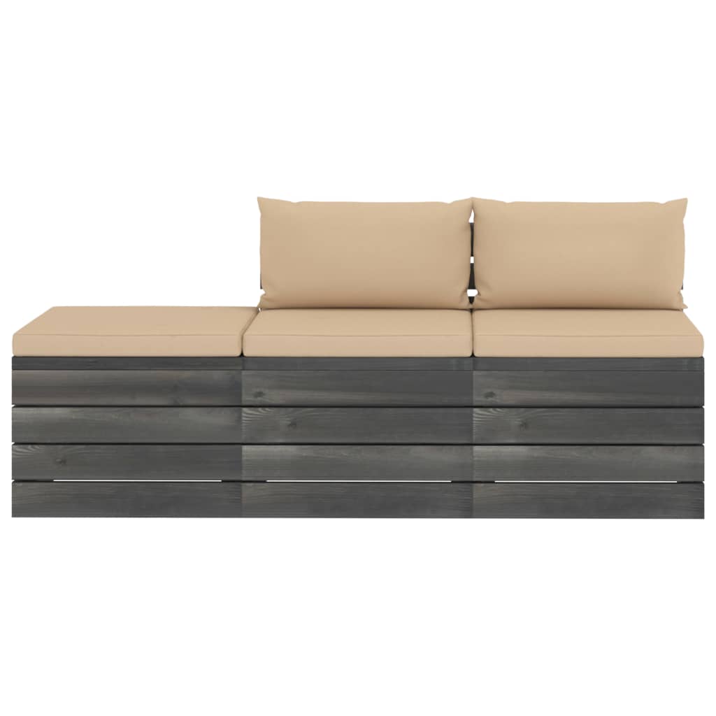 

vidaXL 3-delige Loungeset met kussens pallet massief grenenhout