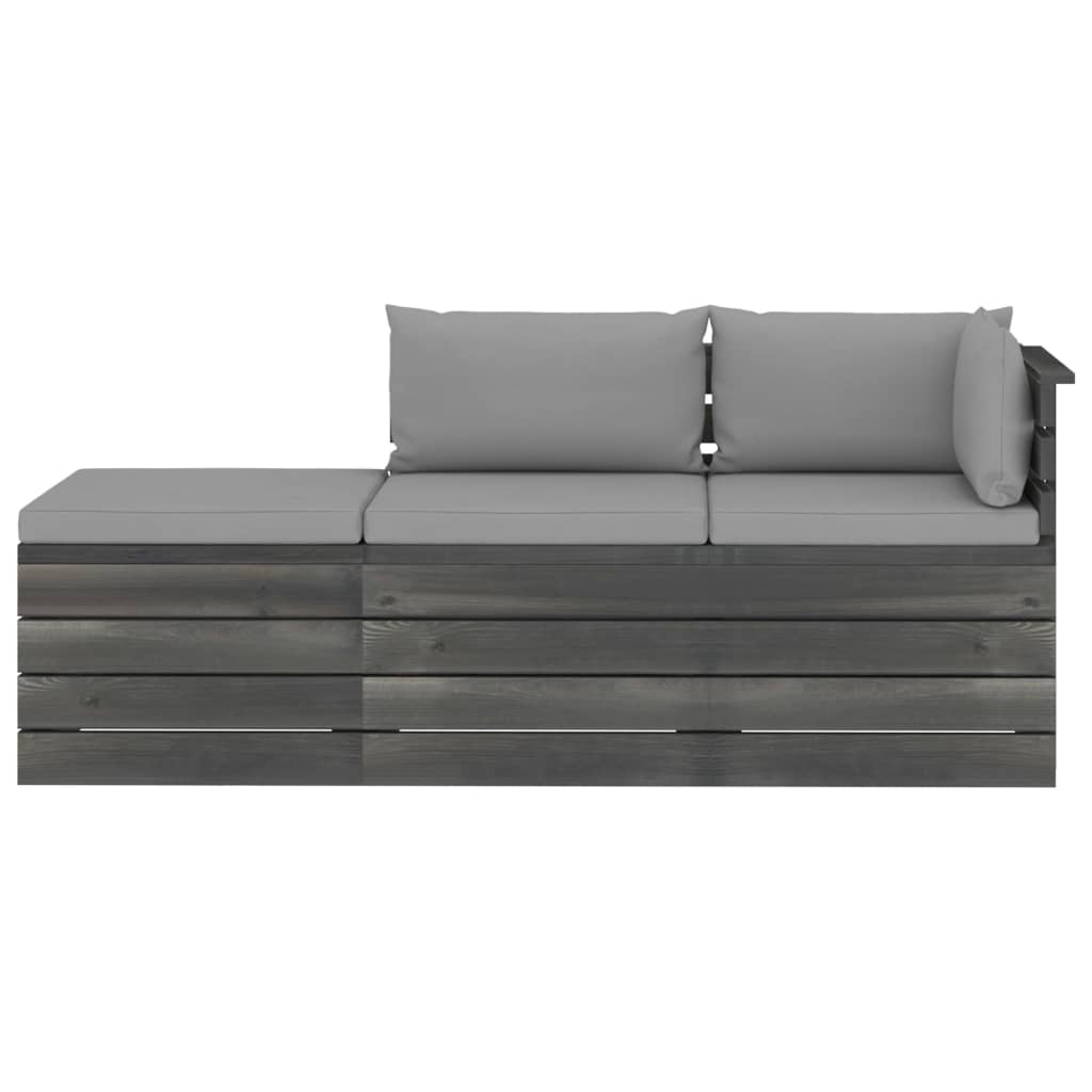

vidaXL 3-delige Loungeset met kussens pallet massief grenenhout