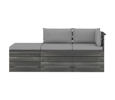 vidaXL 3-delige Loungeset met kussens pallet massief grenenhout