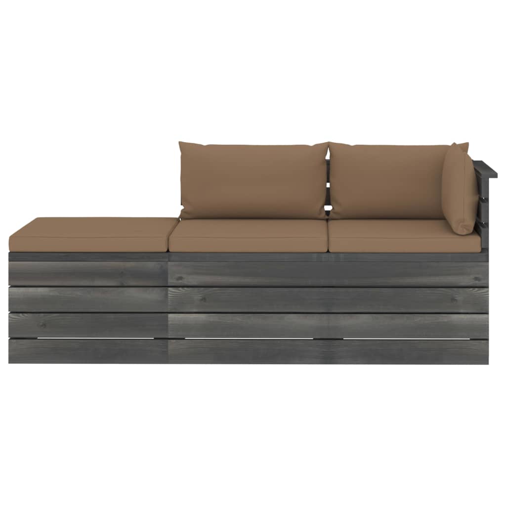 

vidaXL 3-delige Loungeset met kussens pallet massief grenenhout