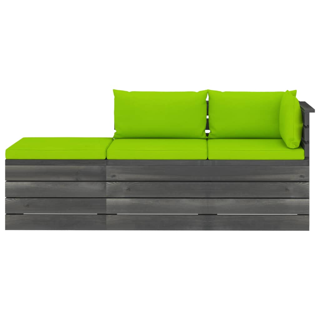 

vidaXL 3-delige Loungeset met kussens pallet massief grenenhout