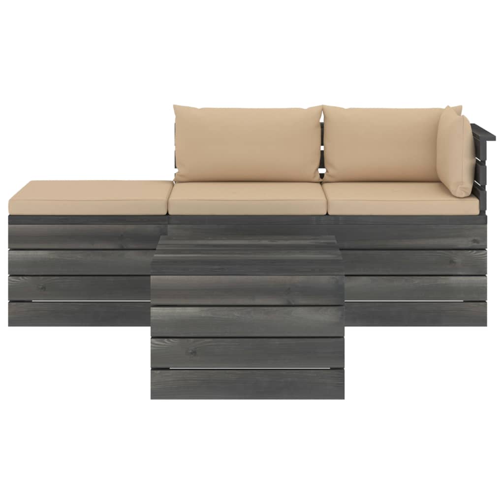 

vidaXL 4-delige Loungeset met kussens pallet massief grenenhout