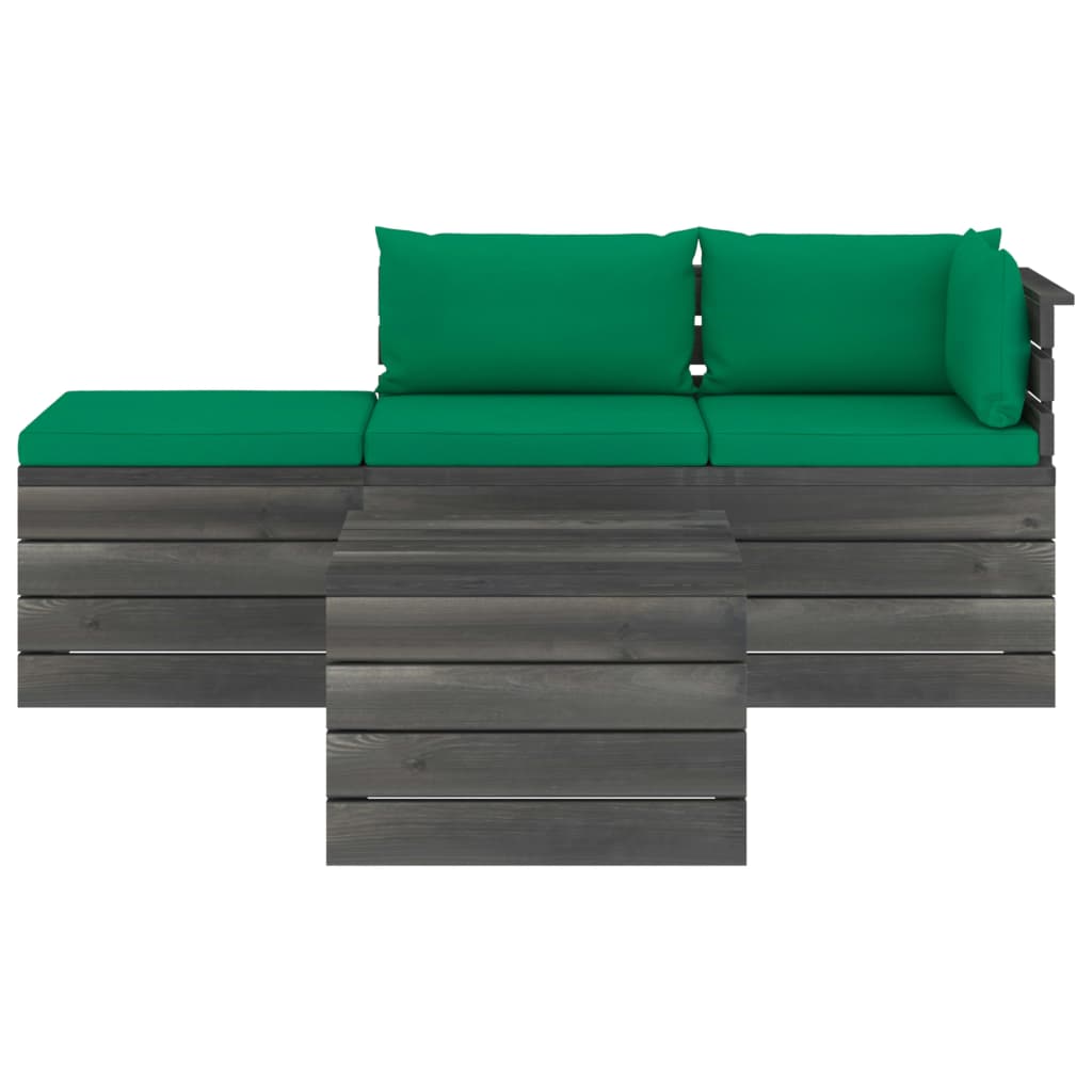 

vidaXL 4-delige Loungeset met kussens pallet massief grenenhout