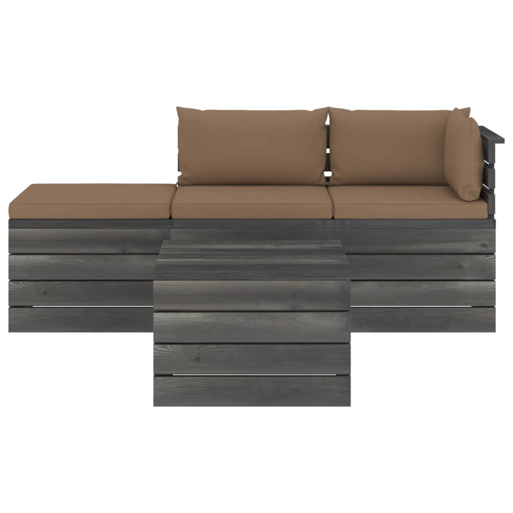 

vidaXL 4-delige Loungeset met kussens pallet massief grenenhout