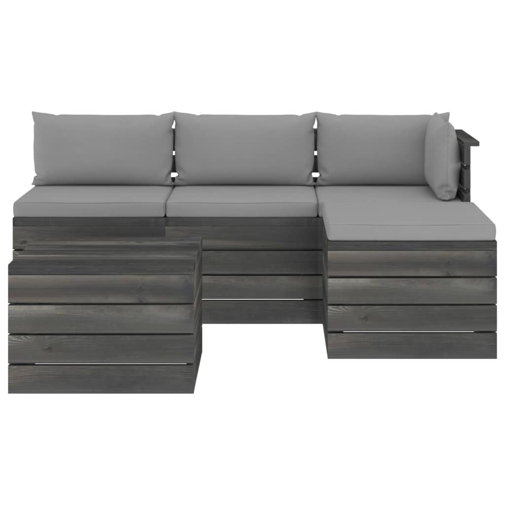 

vidaXL 5-delige Loungeset met kussens pallet massief grenenhout