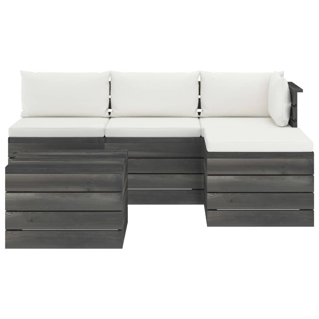 

vidaXL 5-delige Loungeset met kussens pallet massief grenenhout