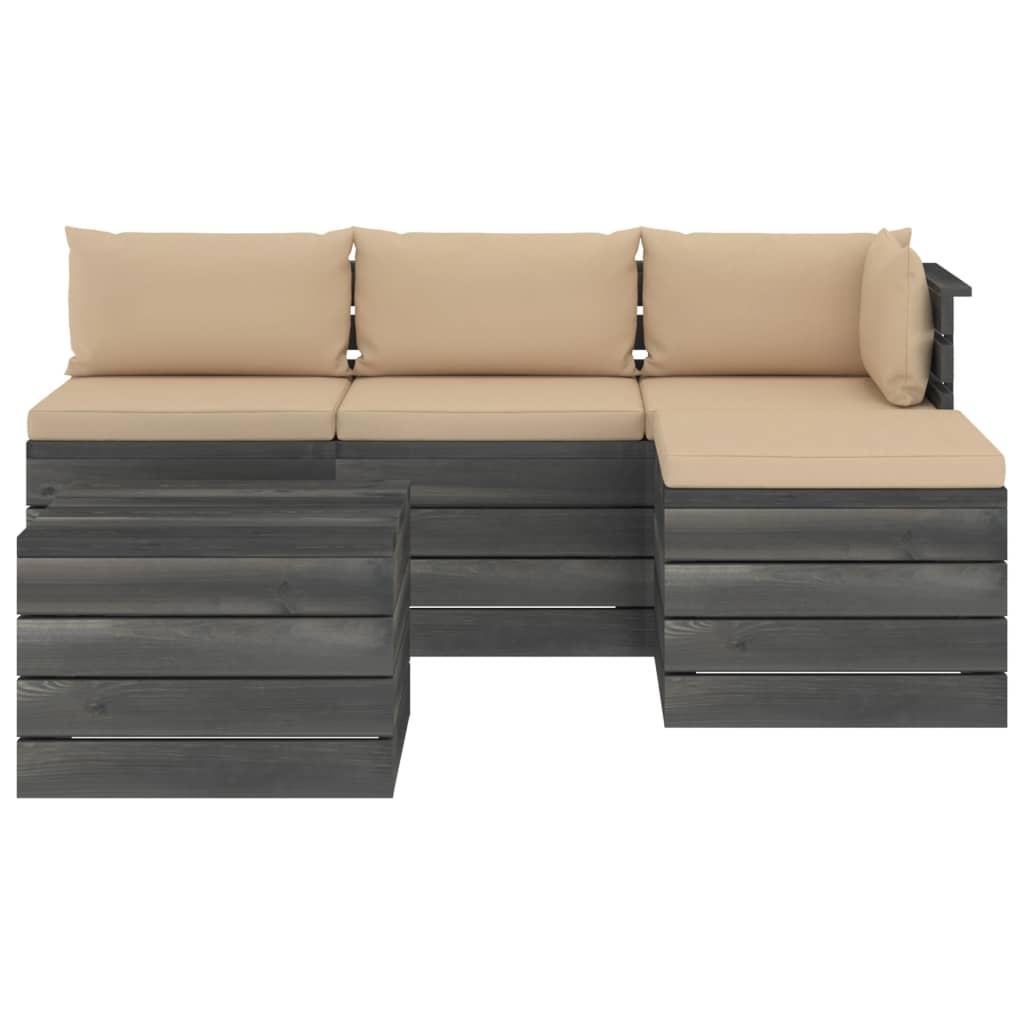 

vidaXL 5-delige Loungeset met kussens pallet massief grenenhout