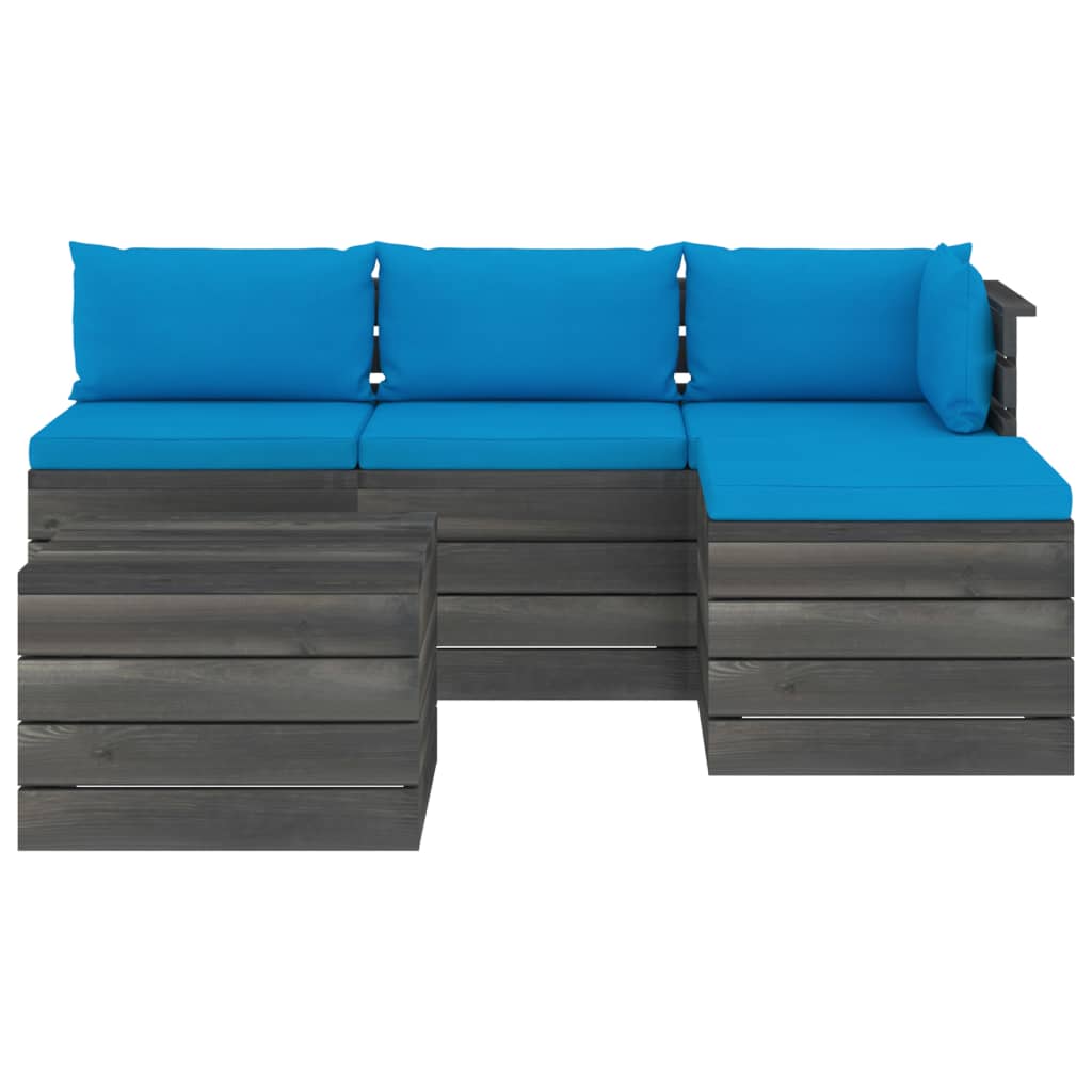 

vidaXL 5-delige Loungeset met kussens pallet massief grenenhout