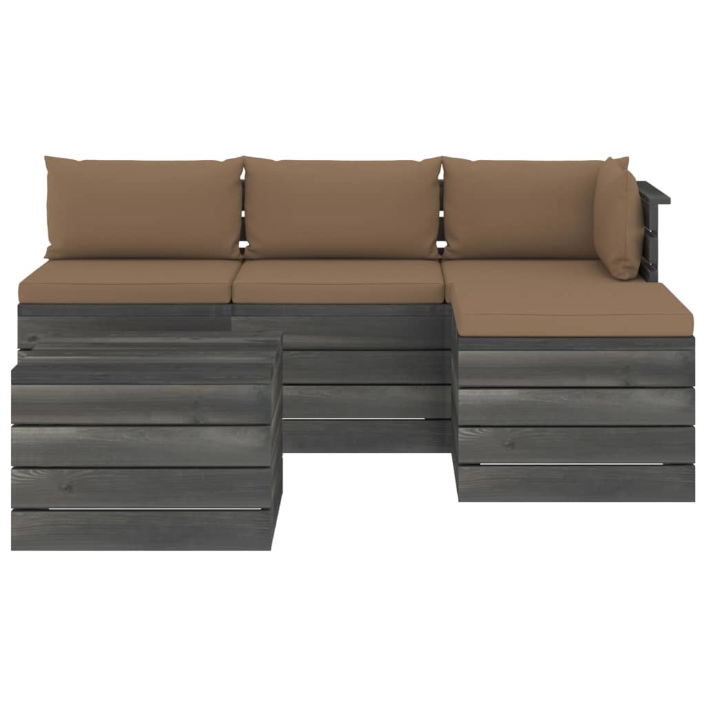 

vidaXL 5-delige Loungeset met kussens pallet massief grenenhout