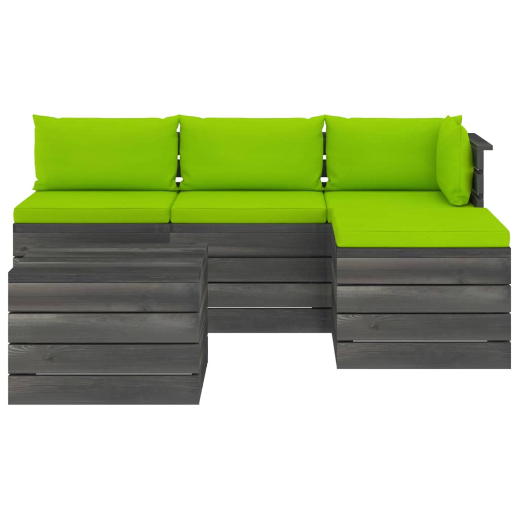 

vidaXL 5-delige Loungeset met kussens pallet massief grenenhout