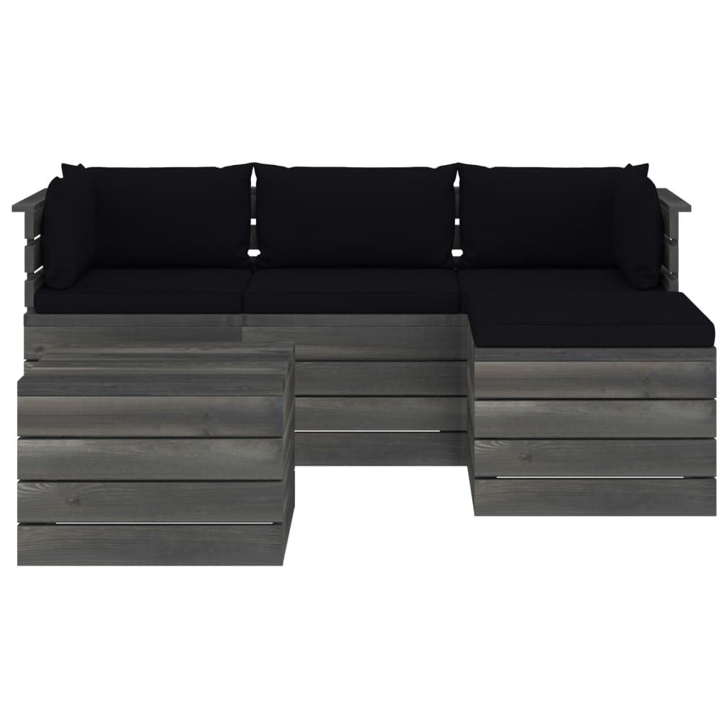 

vidaXL 5-delige Loungeset met kussens pallet massief grenenhout