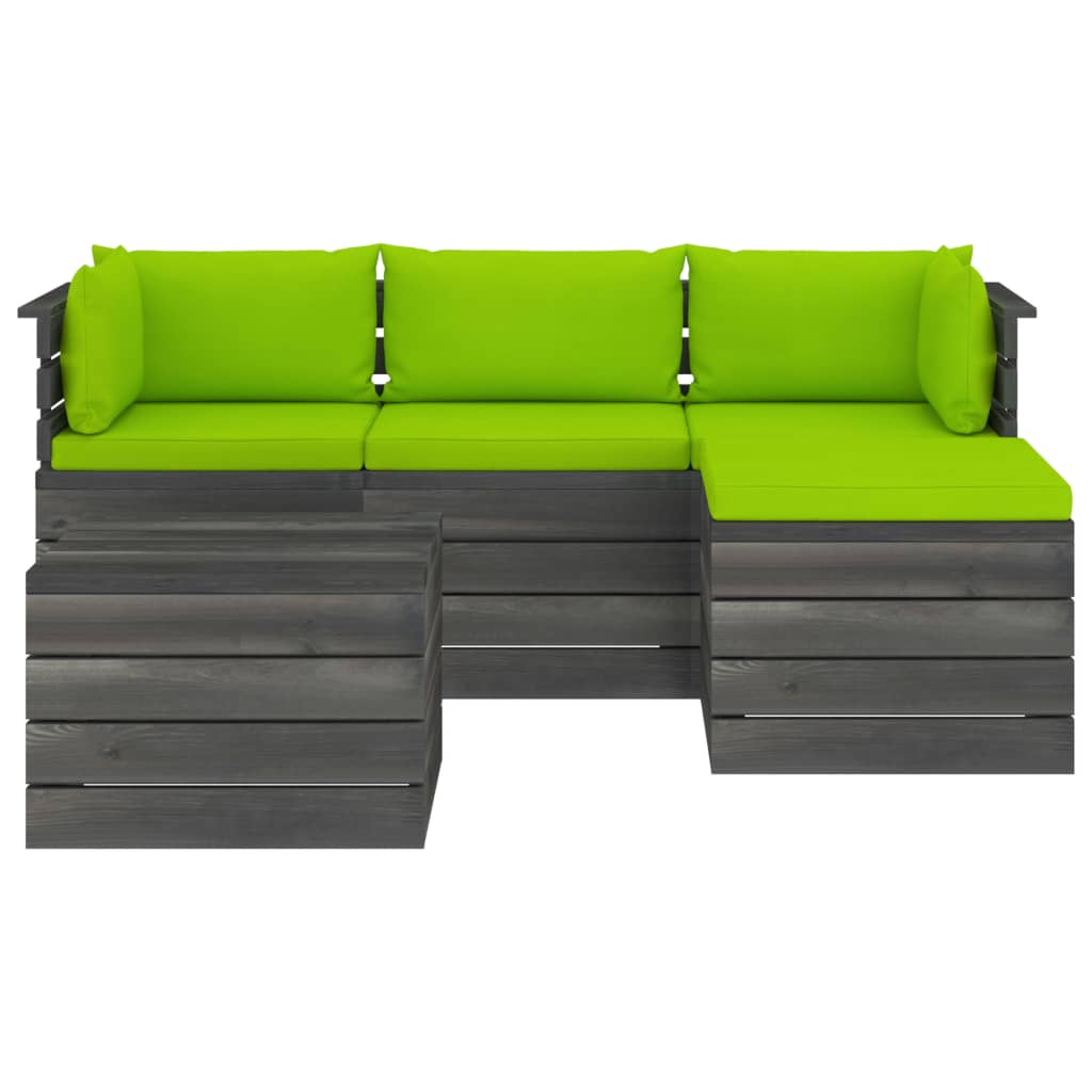 

vidaXL 5-delige Loungeset met kussens pallet massief grenenhout