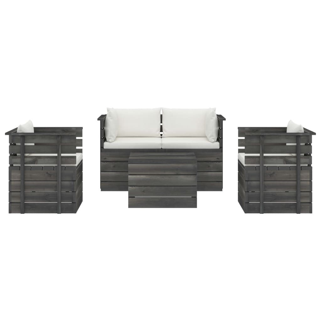 

vidaXL 5-delige Loungeset met kussens pallet massief grenenhout