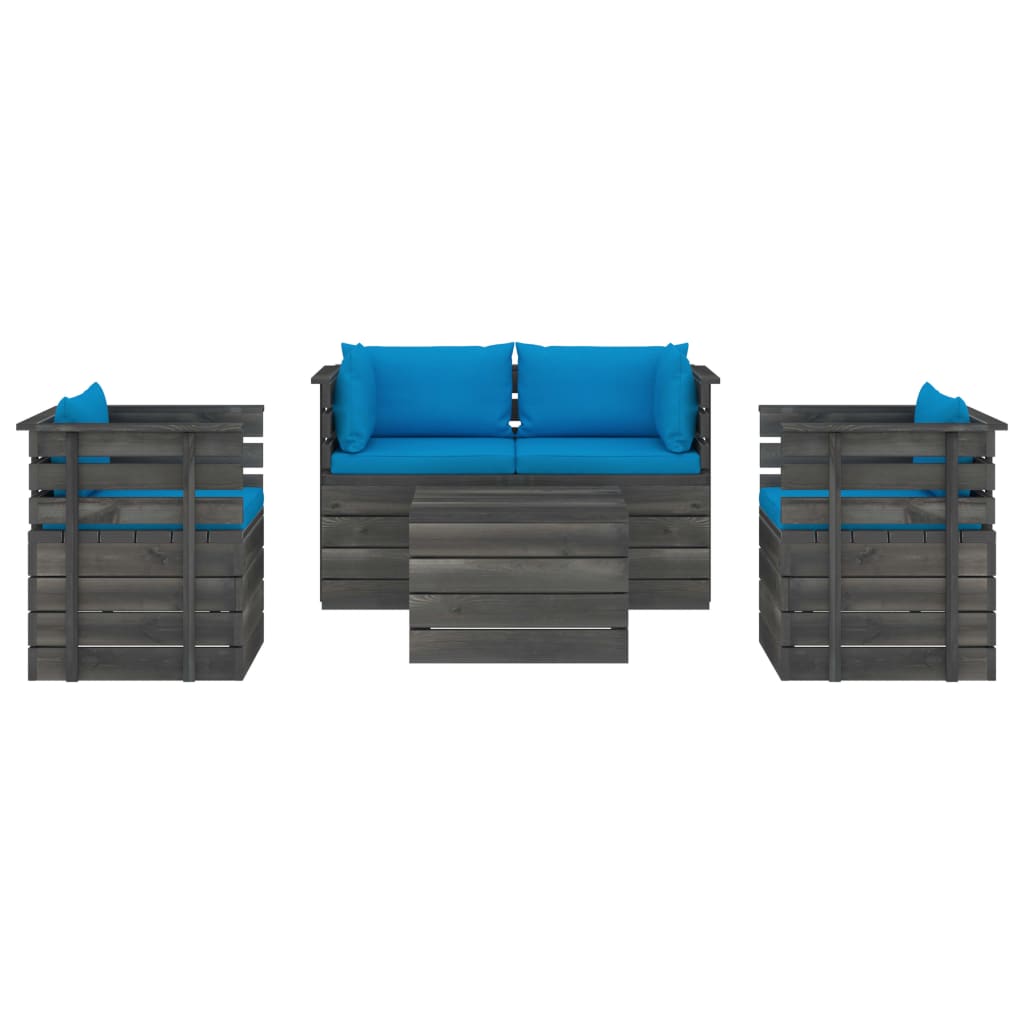 

vidaXL 5-delige Loungeset met kussens pallet massief grenenhout