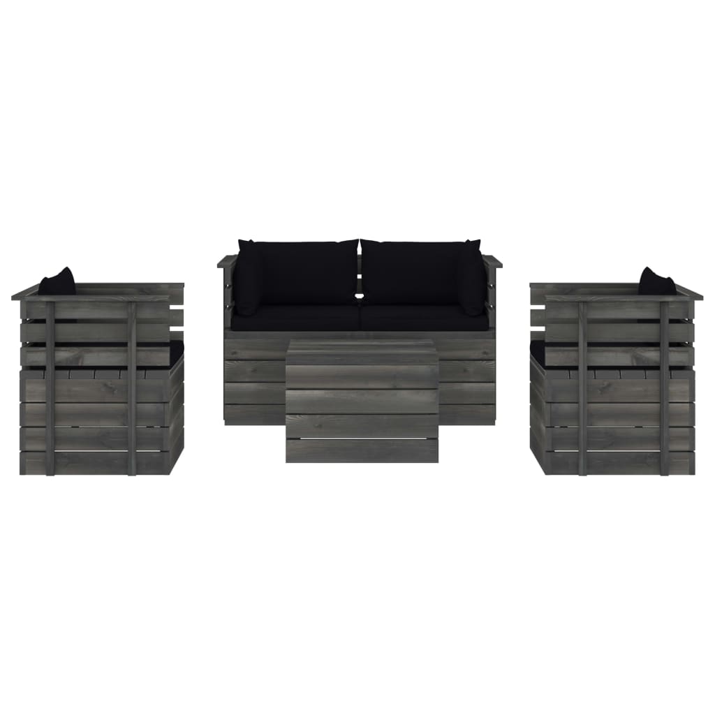 

vidaXL 5-delige Loungeset met kussens pallet massief grenenhout