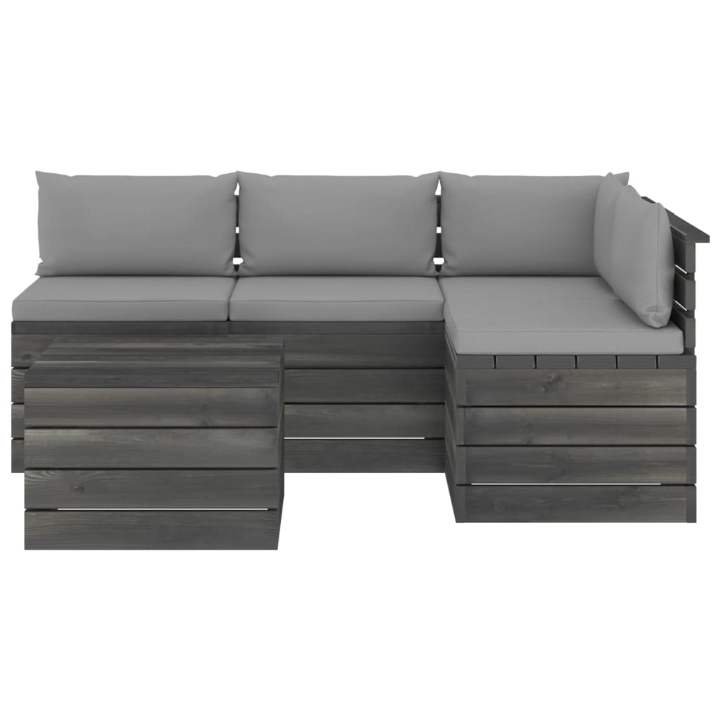 

vidaXL 5-delige Loungeset met kussens pallet massief grenenhout