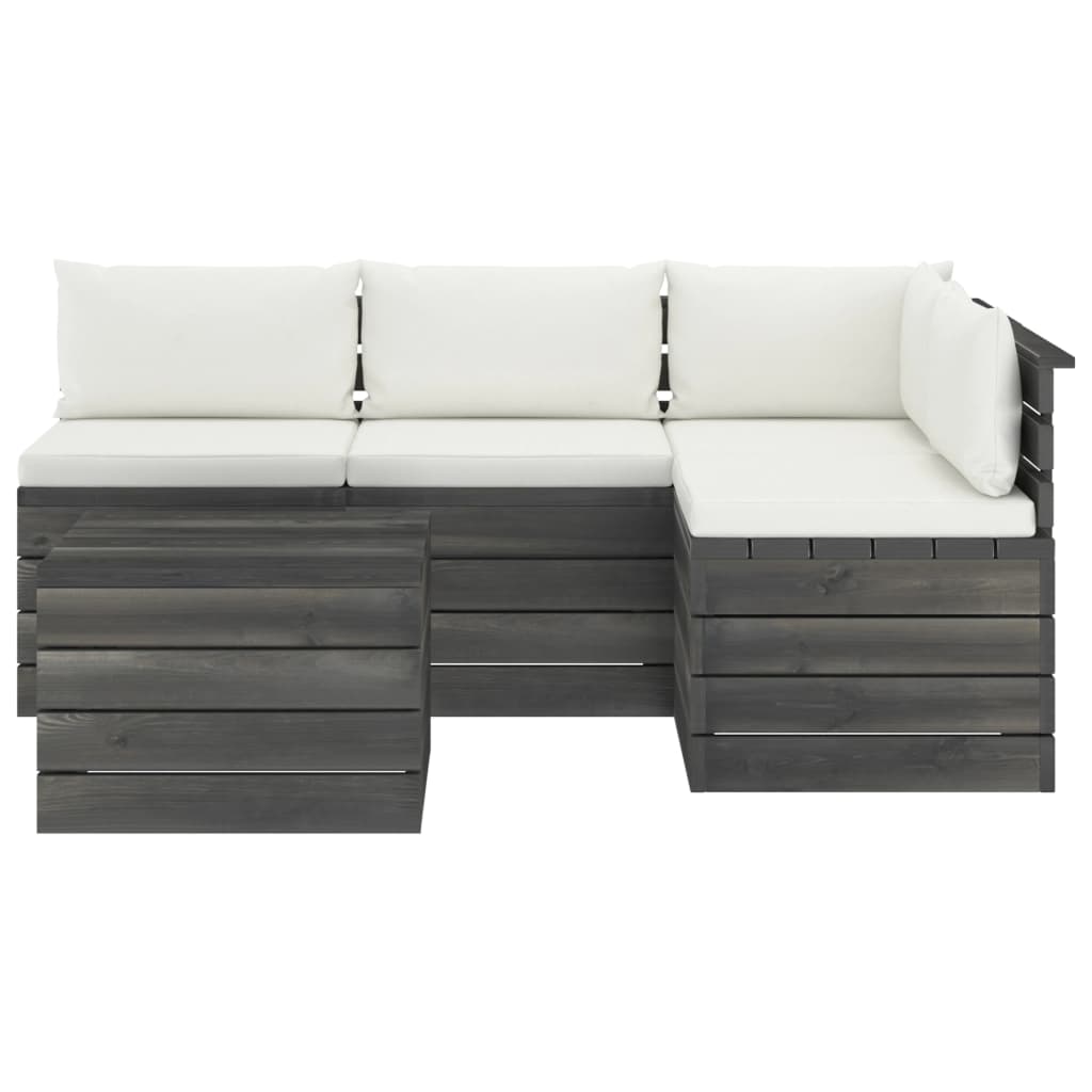 

vidaXL 5-delige Loungeset met kussens pallet massief grenenhout