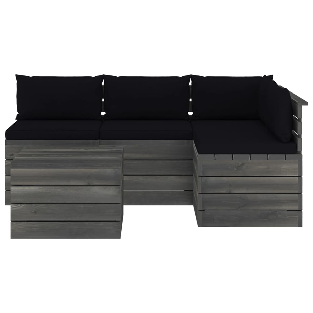 

vidaXL 5-delige Loungeset met kussens pallet massief grenenhout