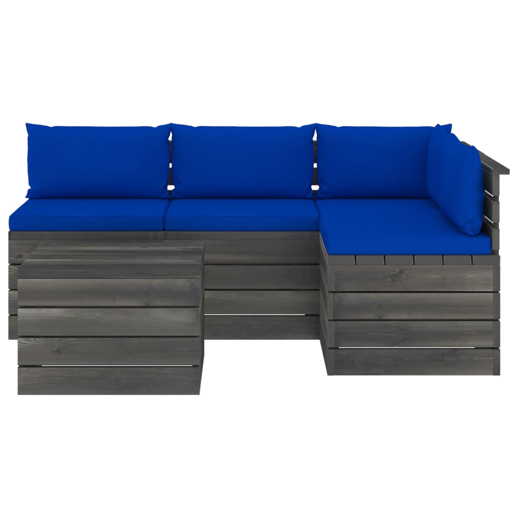 

vidaXL 5-delige Loungeset met kussens pallet massief grenenhout