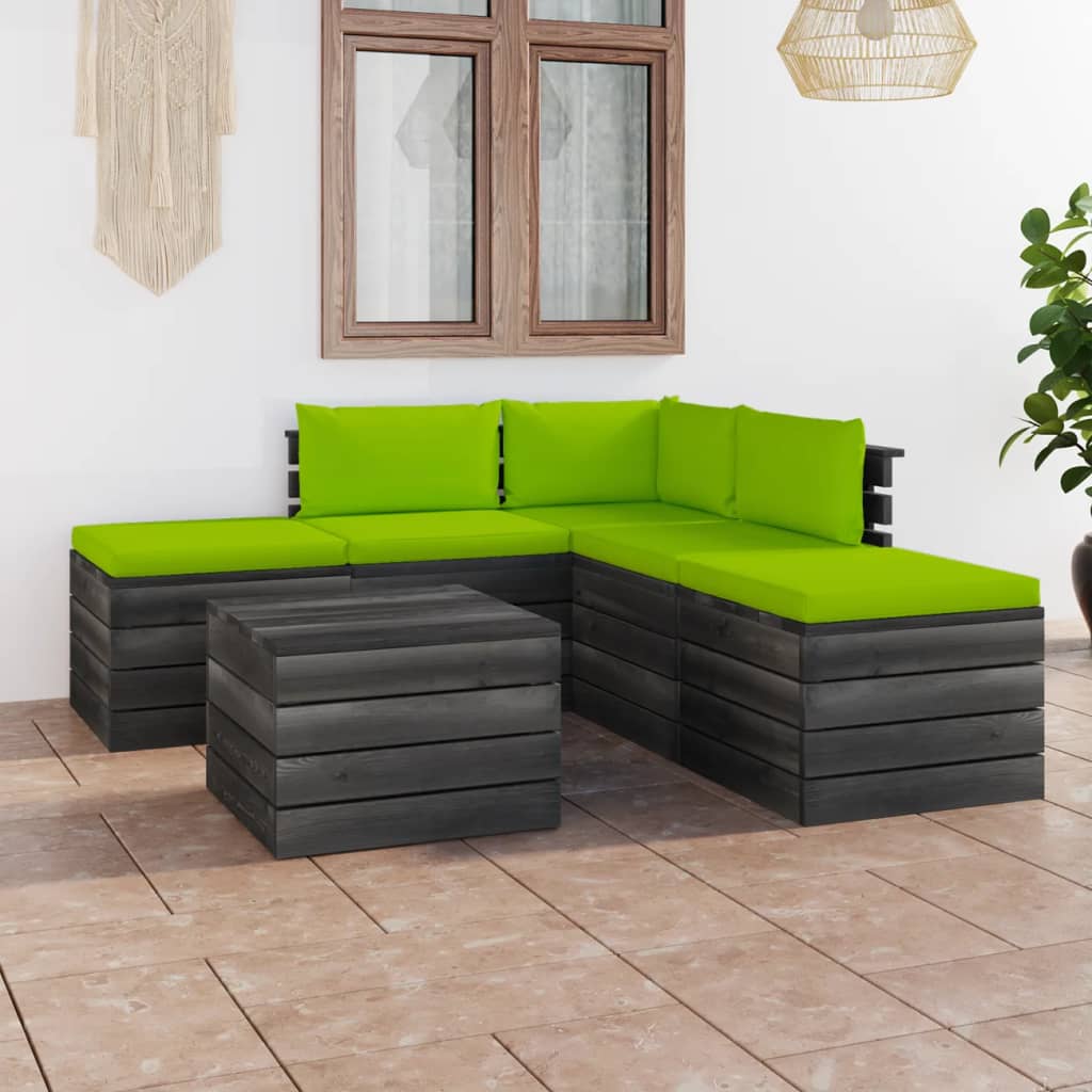 Poza vidaXL Set mobilier gradina din paleti cu perne 6 piese lemn masiv pin
