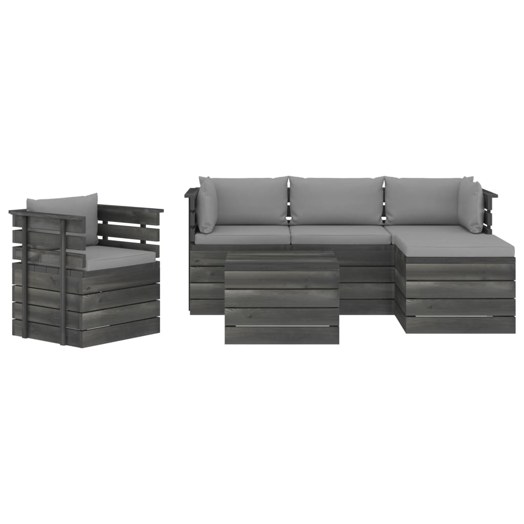 

vidaXL 6-delige Loungeset met kussens pallet massief grenenhout