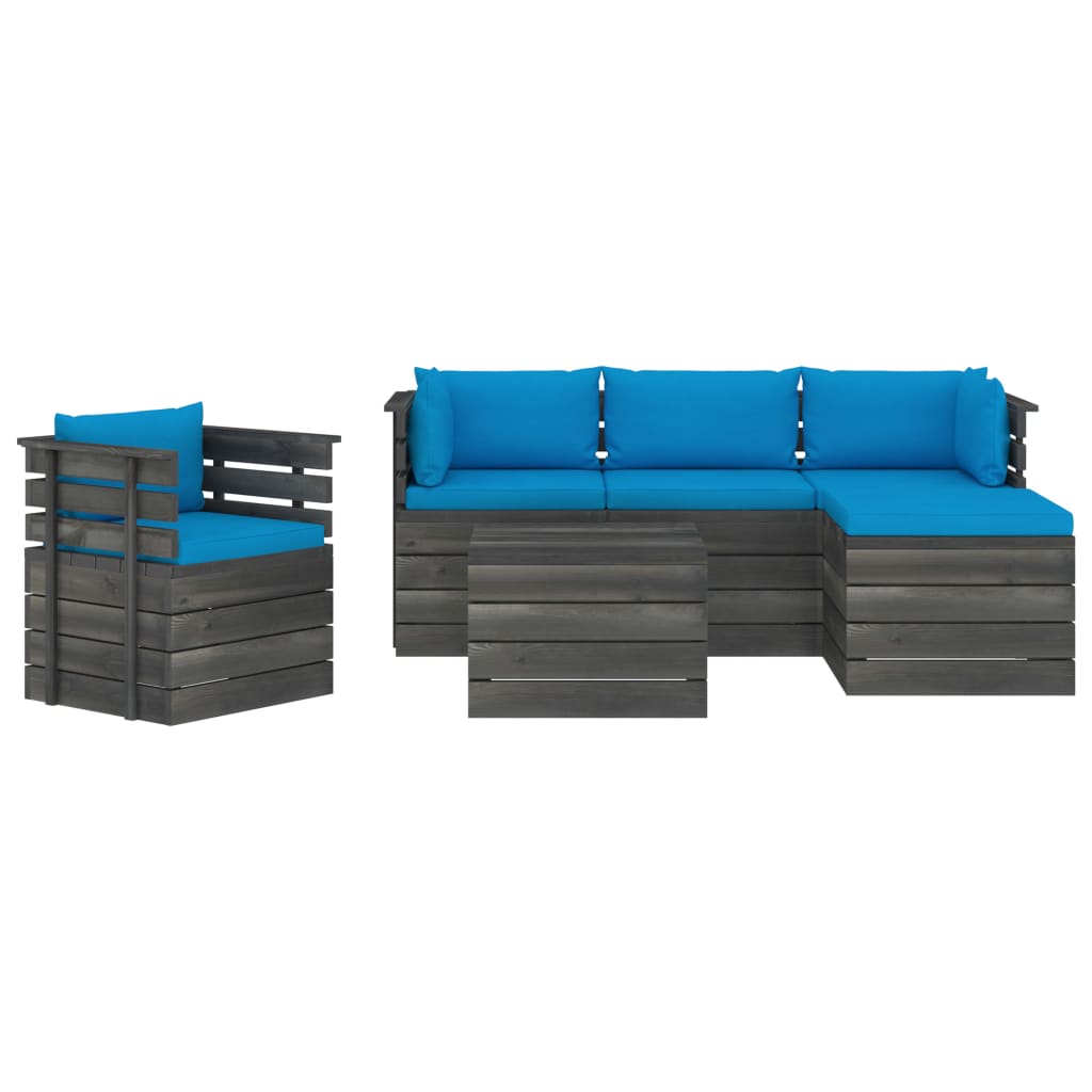 

vidaXL 6-delige Loungeset met kussens pallet massief grenenhout