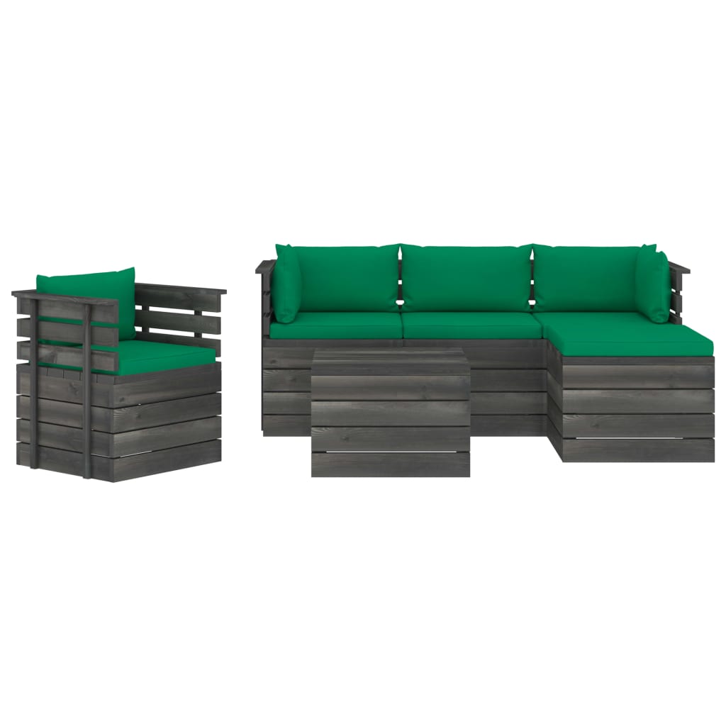 

vidaXL 6-delige Loungeset met kussens pallet massief grenenhout