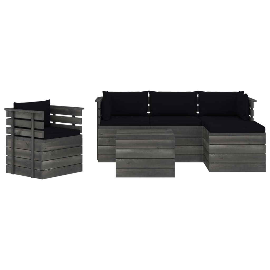 

vidaXL 6-delige Loungeset met kussens pallet massief grenenhout