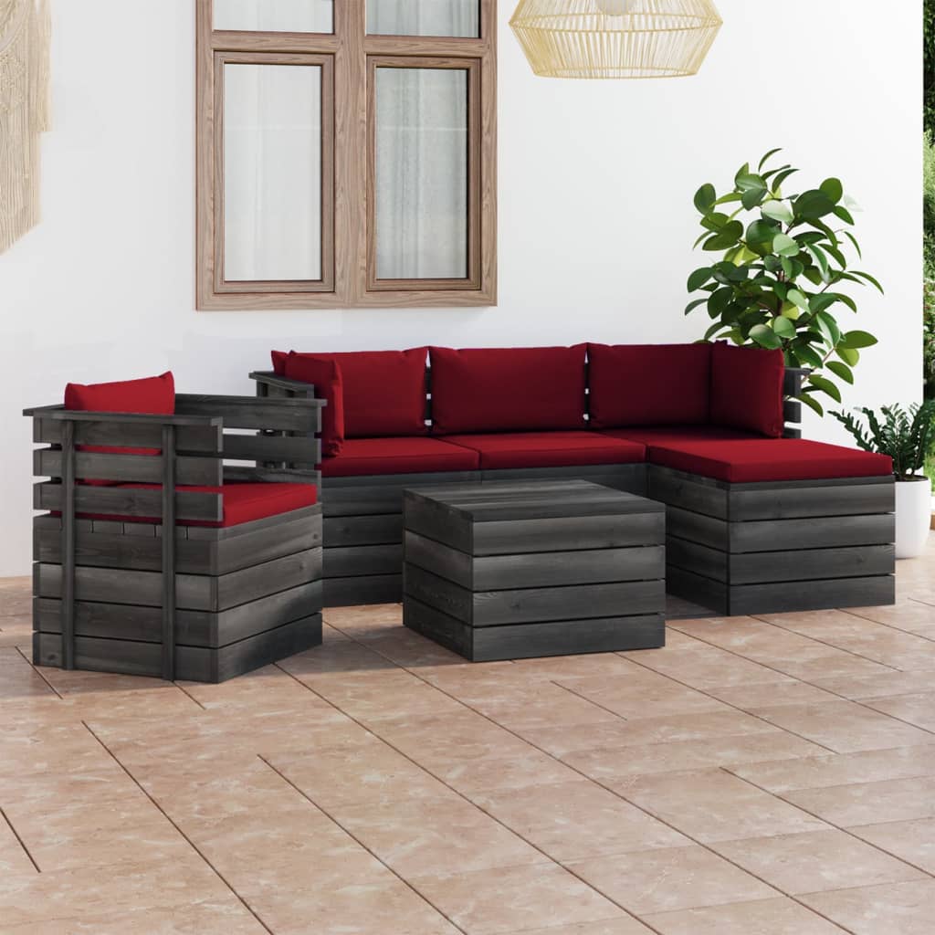 vidaXL Set mobilier grădină paleți cu perne 6 piese lemn masiv pin vidaXL