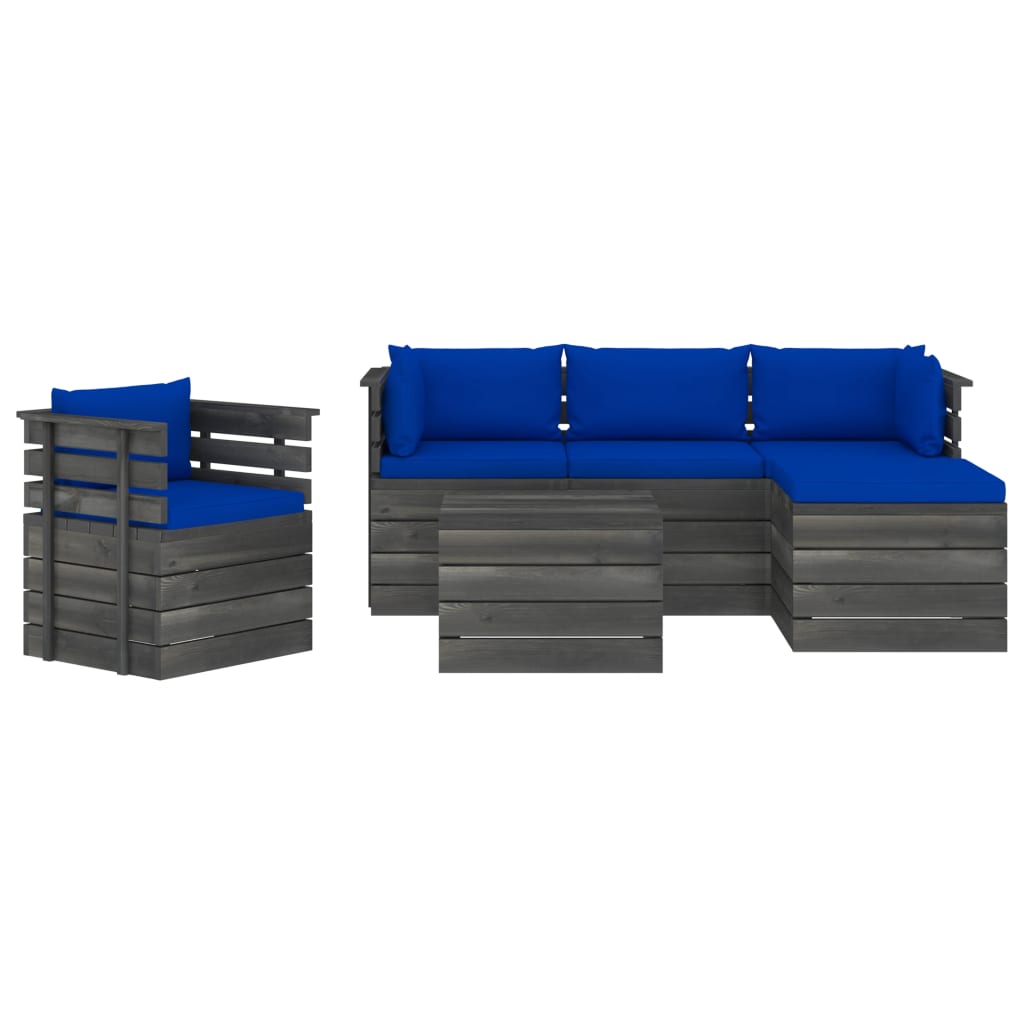 

vidaXL 6-delige Loungeset met kussens pallet massief grenenhout