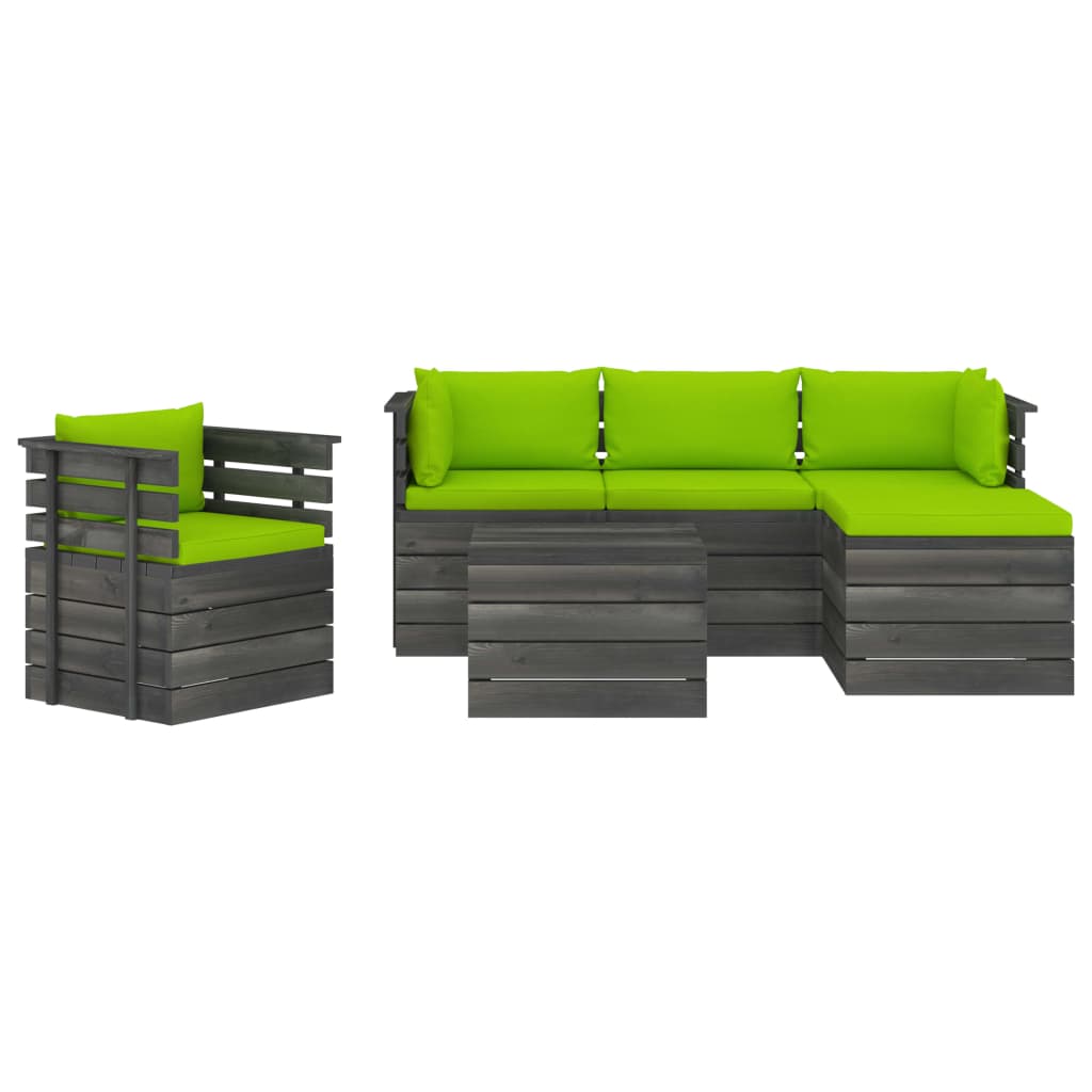 

vidaXL 6-delige Loungeset met kussens pallet massief grenenhout