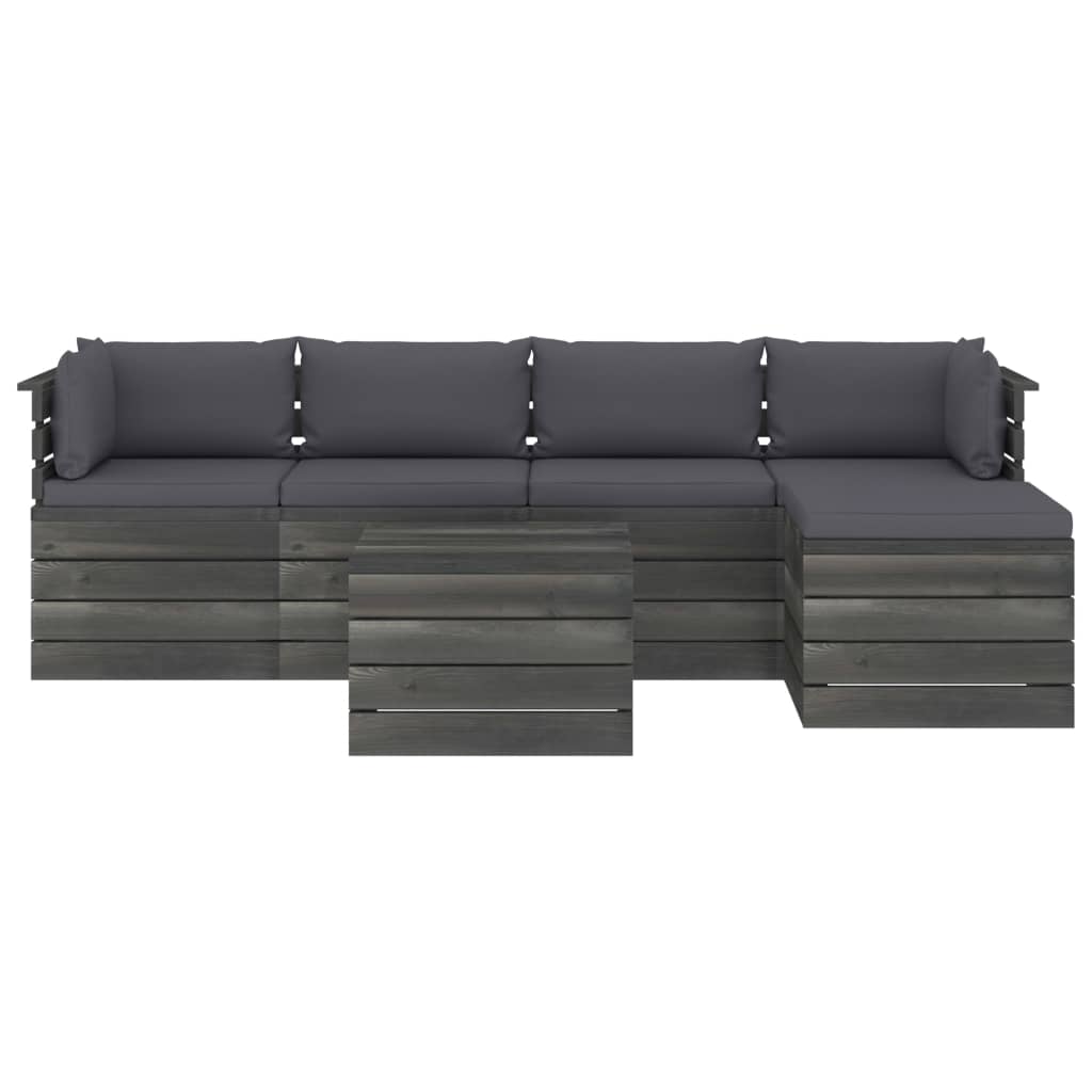 

vidaXL 6-delige Loungeset met kussens pallet massief grenenhout