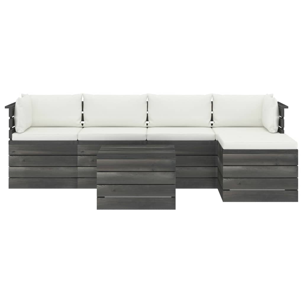 

vidaXL 6-delige Loungeset met kussens pallet massief grenenhout