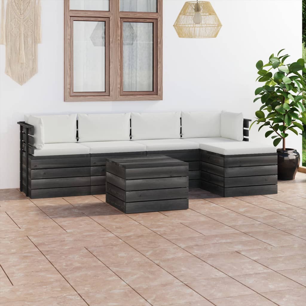 Vidaxl Set Mobilier Gradina Din Paleti Cu Perne, 6 Piese, Lemn De Pin