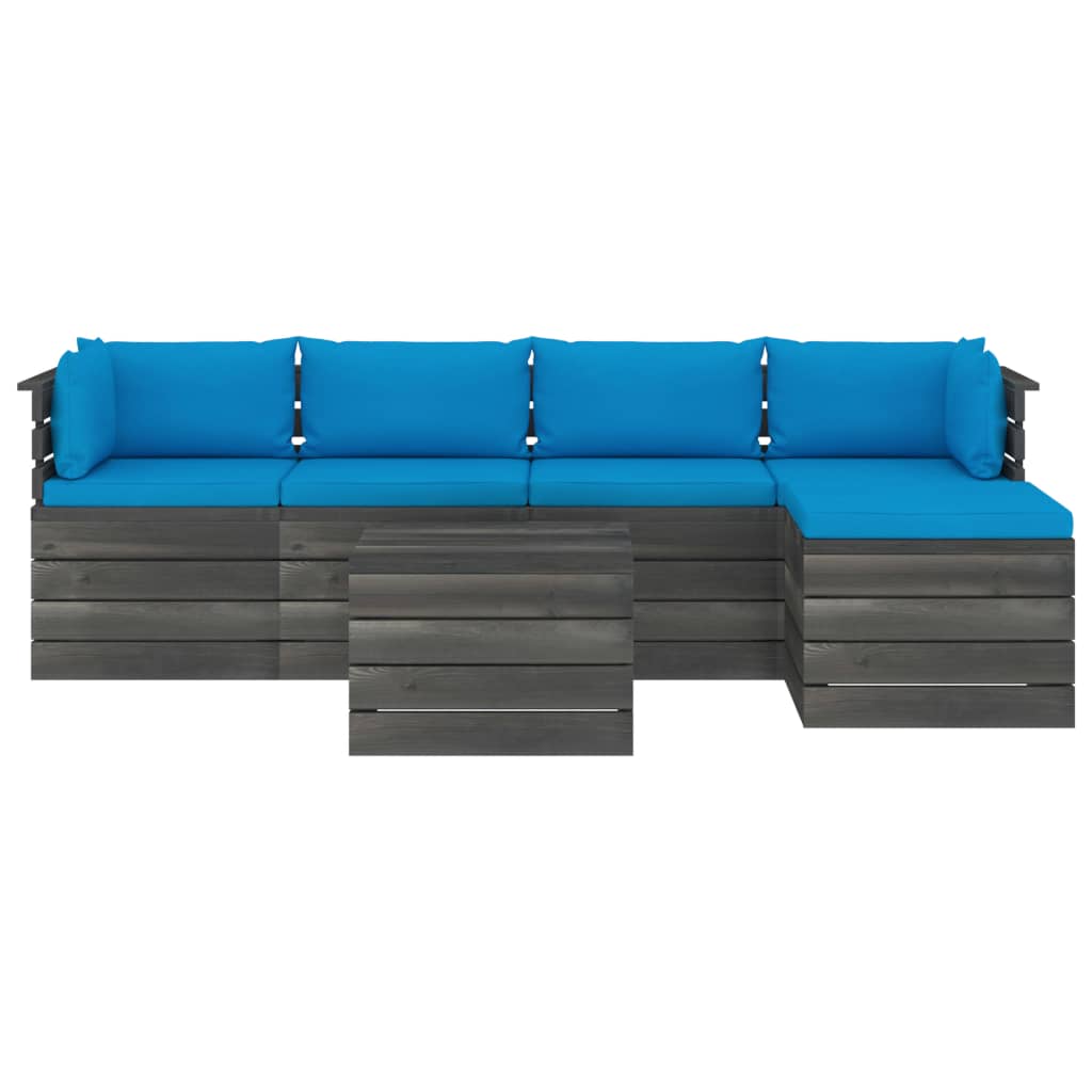 

vidaXL 6-delige Loungeset met kussens pallet massief grenenhout