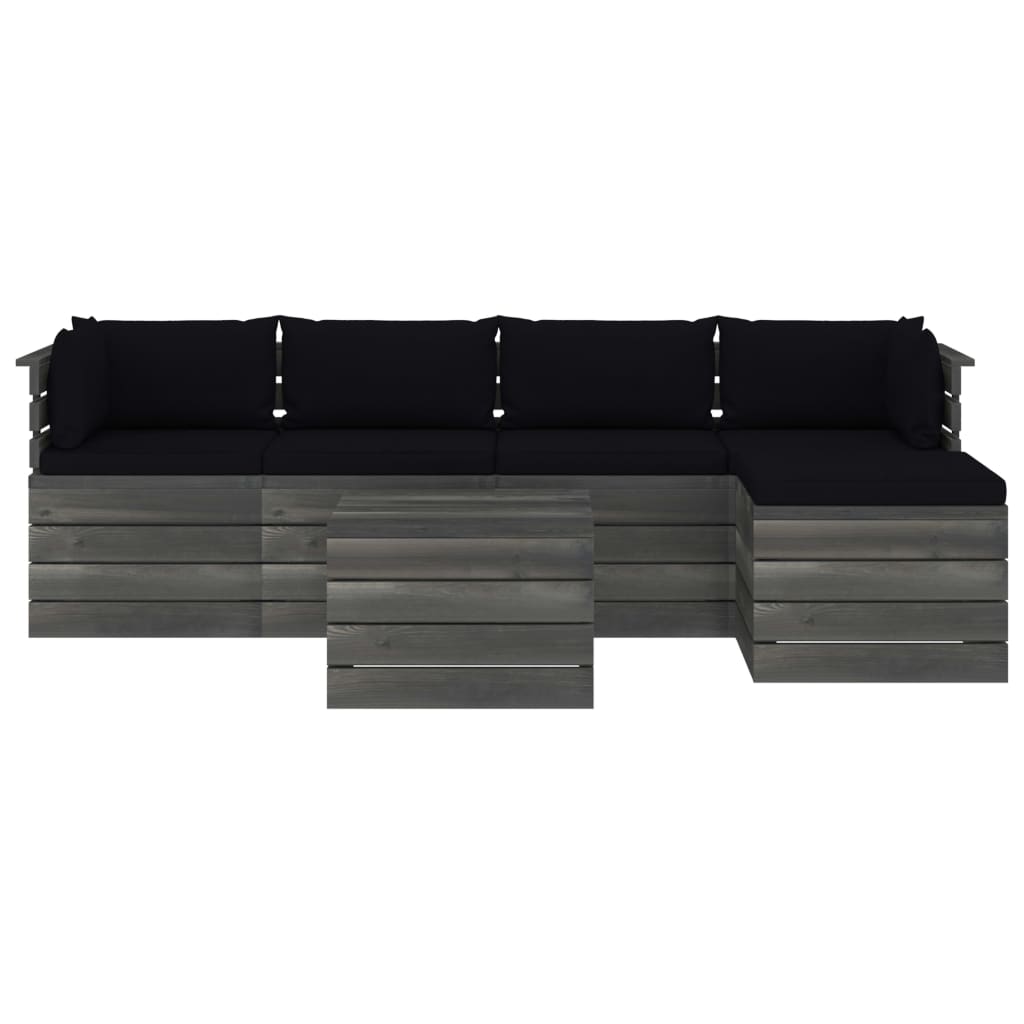 

vidaXL 6-delige Loungeset met kussens pallet massief grenenhout