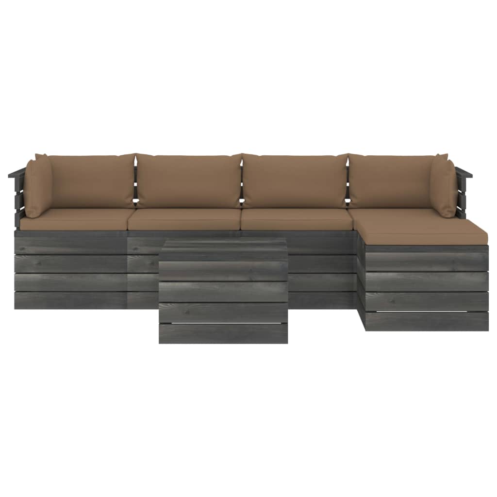 

vidaXL 6-delige Loungeset met kussens pallet massief grenenhout