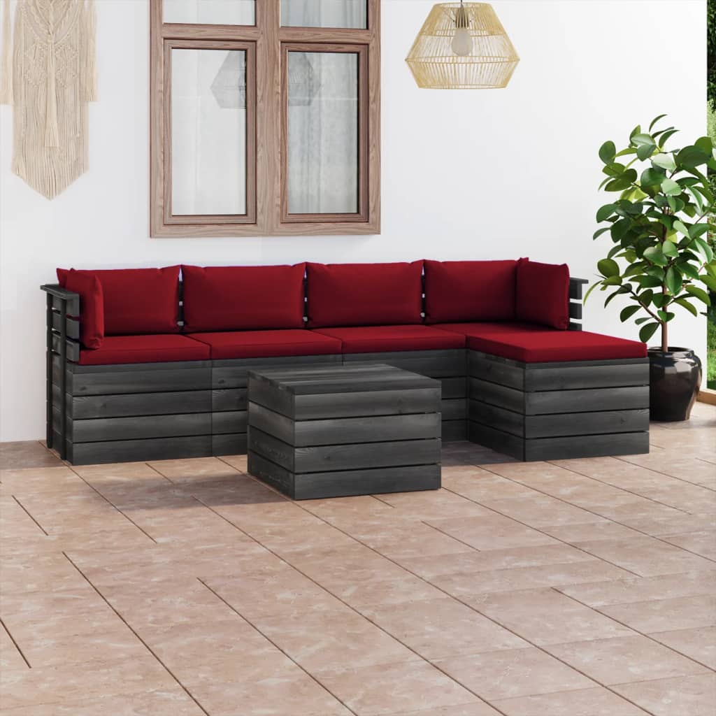 Vidaxl Set Mobilier Gradina Paleti, Cu Perne, 6 Piese, Lemn Masiv Pin