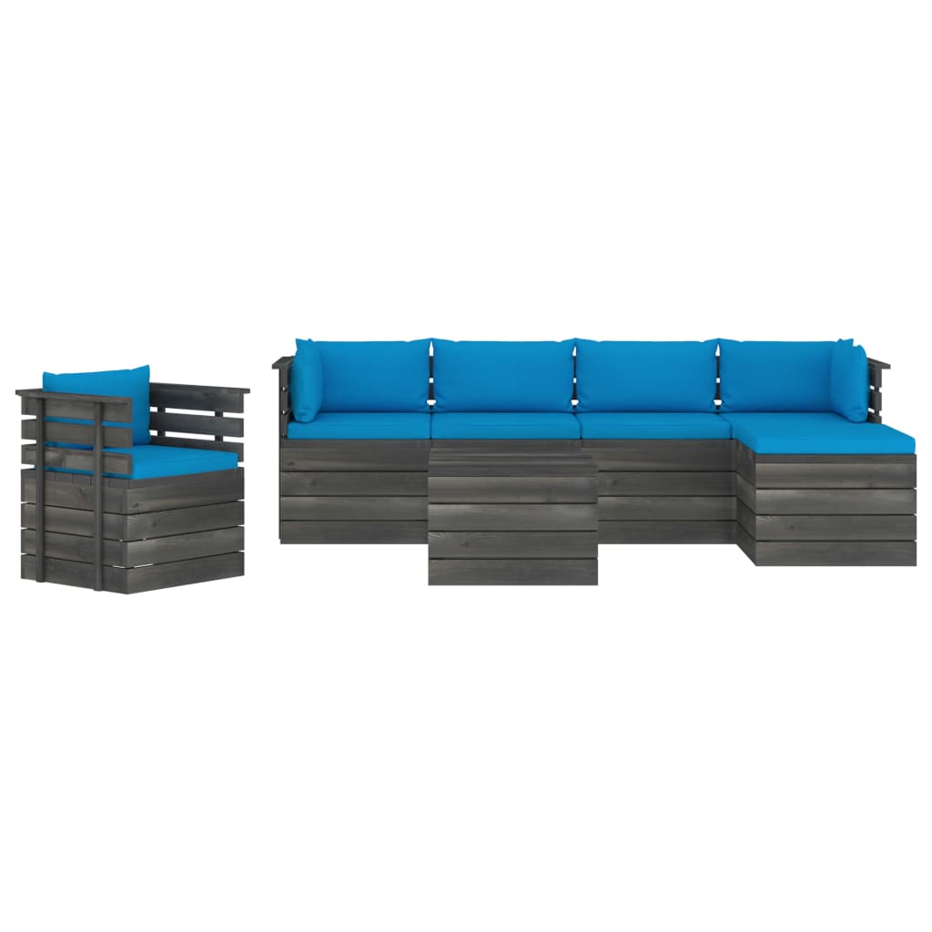 

vidaXL 7-delige Loungeset met kussens pallet massief grenenhout