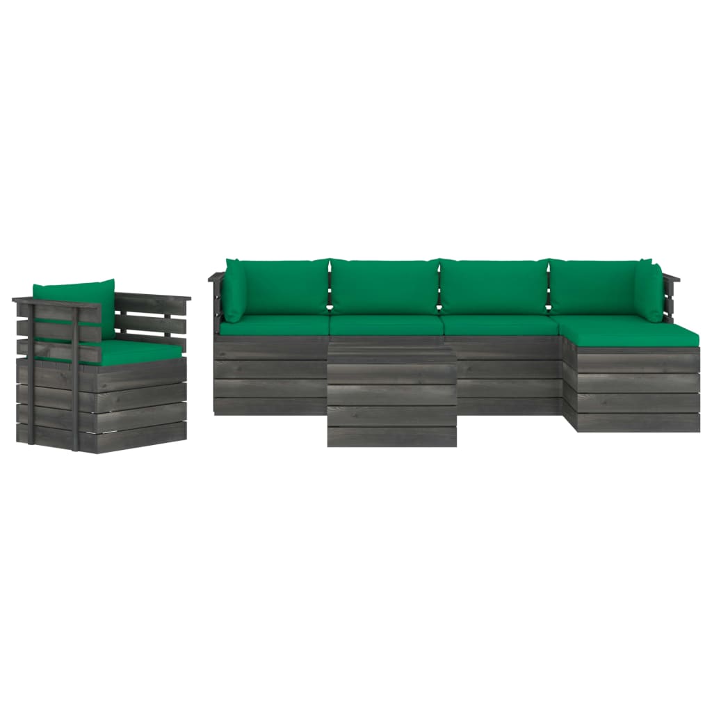 

vidaXL 7-delige Loungeset met kussens pallet massief grenenhout